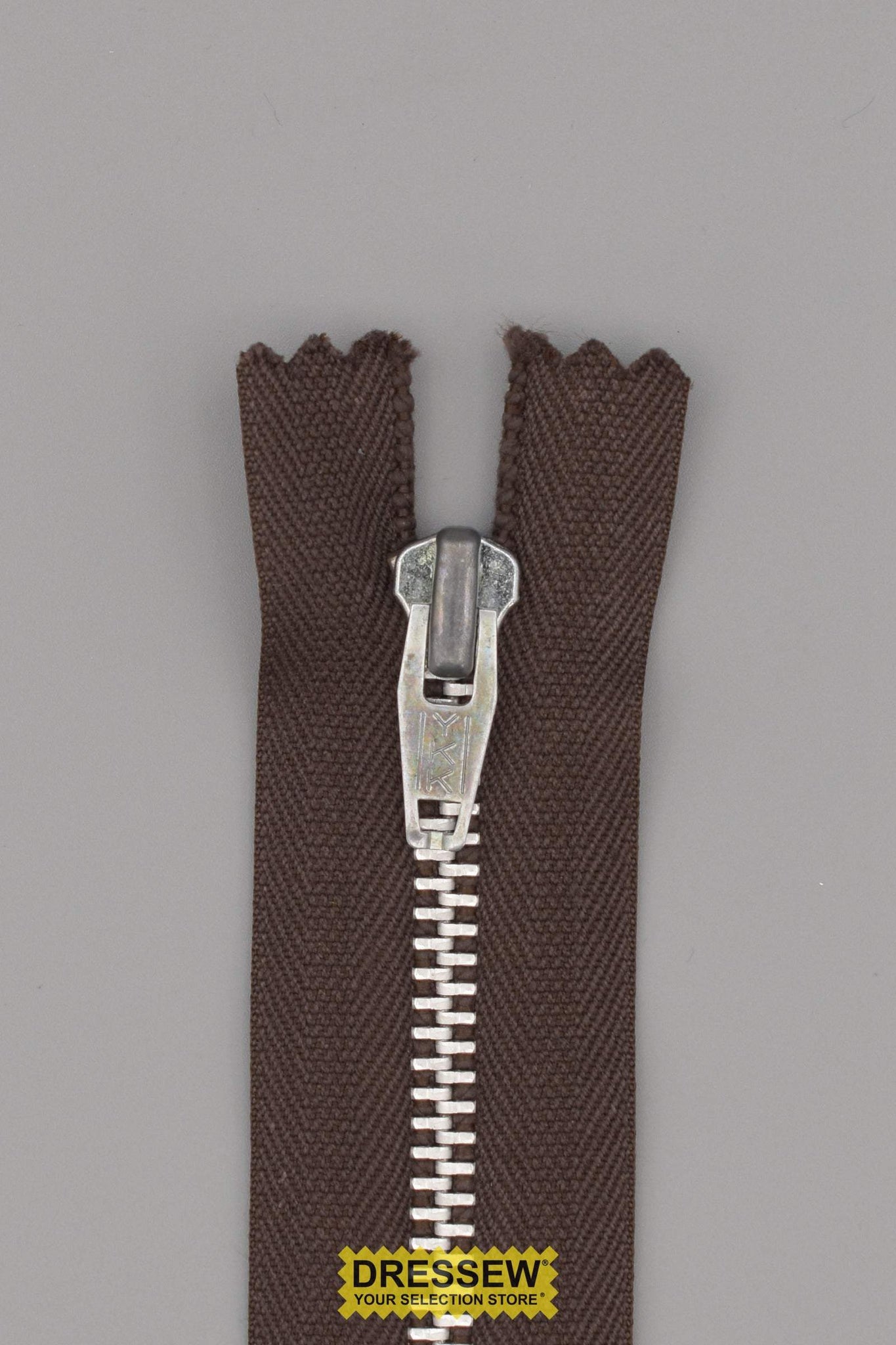 #5 Metal Closed End Zipper 15cm (6") Brown