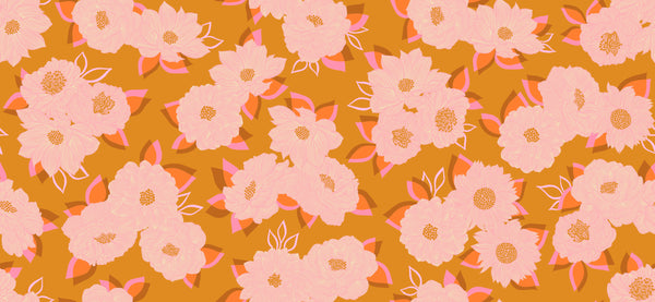 Favorite Flowers Wideback Sateen Blooming By Ruby Star Society For Moda Turmeric