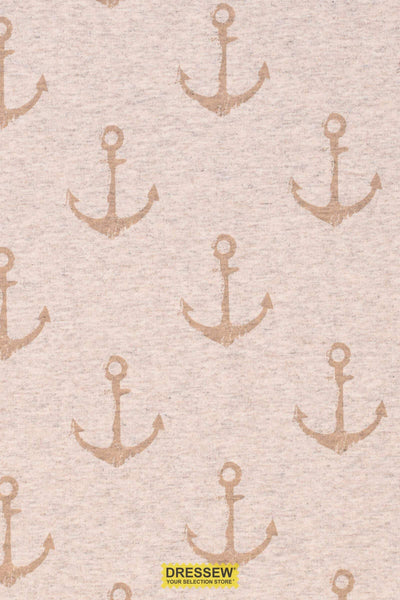 Anchor Print French Terry Oatmeal Mix