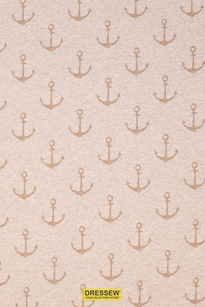 Anchor Print French Terry Oatmeal Mix