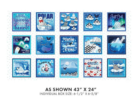 Arctic Friends Block Panel By Kanvas For Benartex Digitally Printed White / Blue