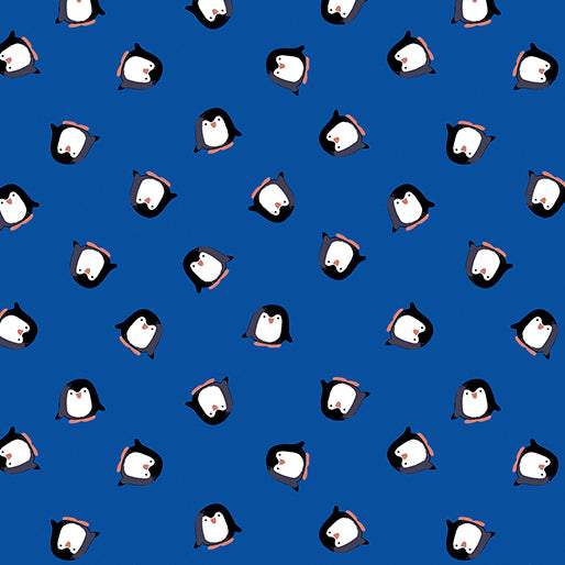 Arctic Friends Playful Penguins By Kanvas For Benartex Digitally Printed Royal