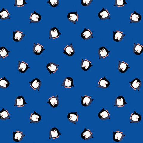 Arctic Friends Playful Penguins By Kanvas For Benartex Digitally Printed Royal
