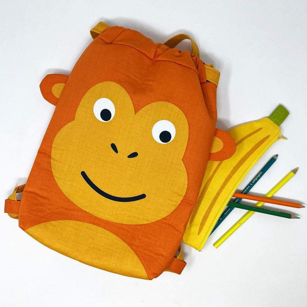 Back To School Monkey Back Pack Panel By Stacy Iest Hsu For Moda