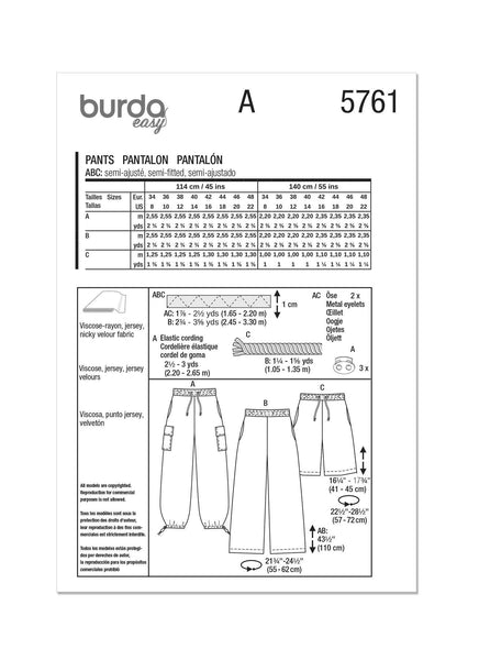 Burda - 5761 Ladies Cargo Trouser Pants