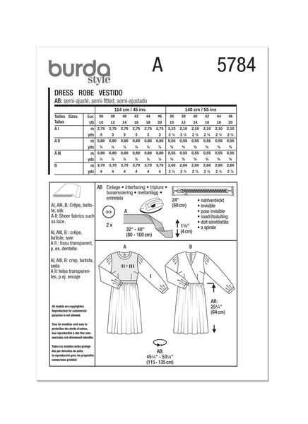 Burda - 5784 Ladies Dress