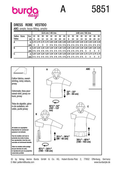 Burda - 5851 Misses' Dress