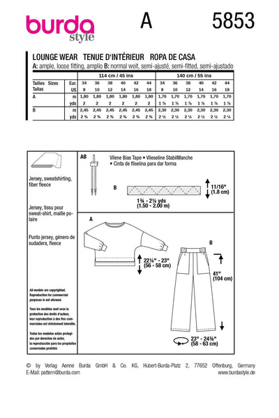 Burda - 5853 Misses' Homewear