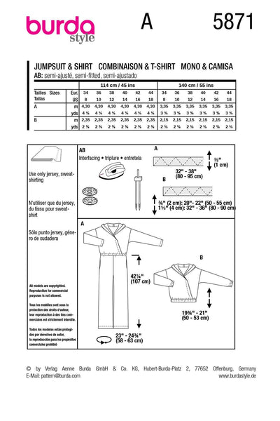 Burda - 5871 Misses' Jumpsuit & Top