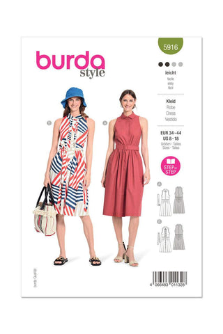 Burda - 5916 Sleeveless Dress with Full Skirt