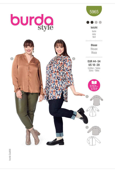 Burda - 5965 Misses' Blouse with Shoulder Yoke and Stand Collar