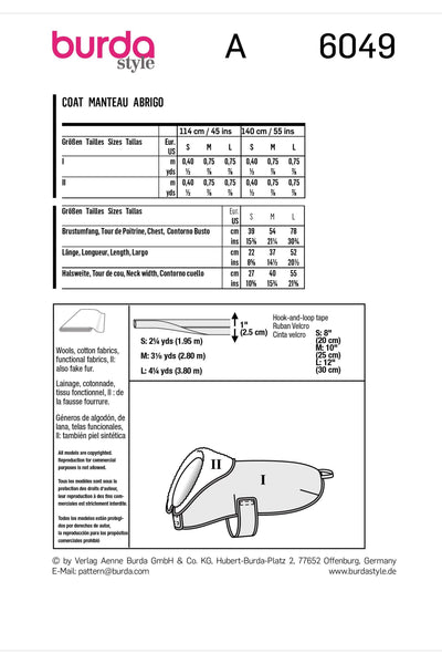 Burda - 6049 Dog Coat