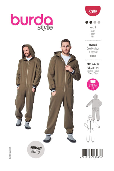 Burda - 6065 Jumpsuit for Men with Hood