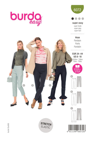 Burda - 6072 Trousers / Pants in a Narrow Cut with a Side Zipper