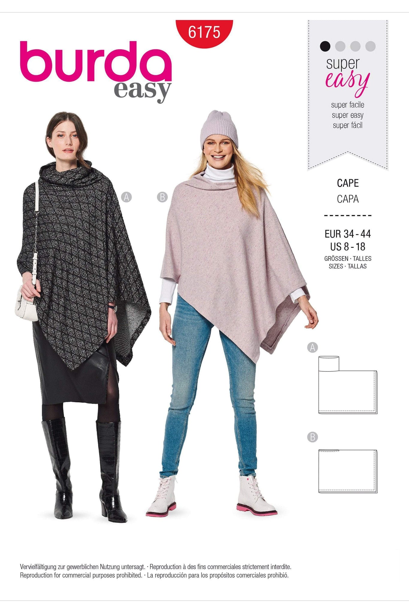 Burda - 6175 Ponchos – Rectangular With Roll Neck