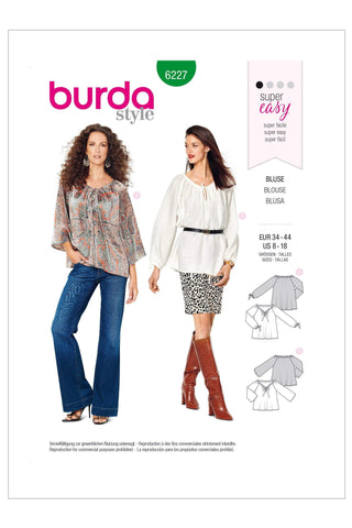 Burda - 6227 Carmen Blouse with Drawstring Neckline