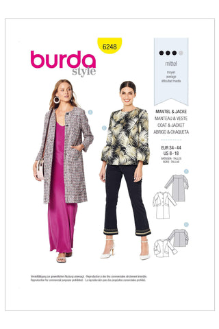 Burda - 6248 Coat/Jacket – Collarless