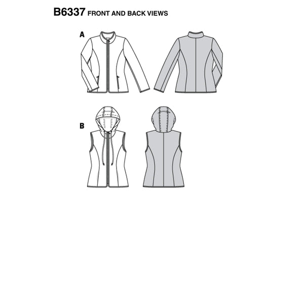 Burda - 6337 Quilted Jacket with Zip Fastening - Hooded Vest