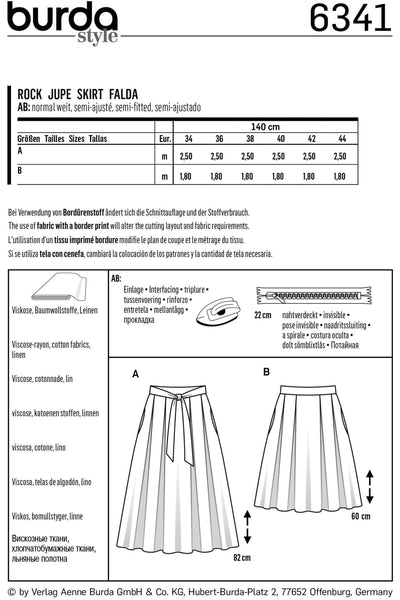 Burda - 6341 Skirt with Inverted Pleats