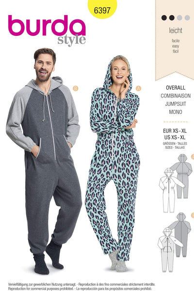 Burda - 6397 Hooded Jumpsuit For Him & Her