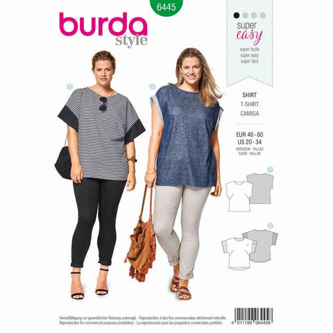 Burda - 6445 Top - Overcut Shoulders - Round Neckline