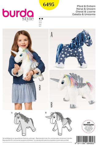 Burda - 6495 Stuffed Animals - Horse/Unicorn