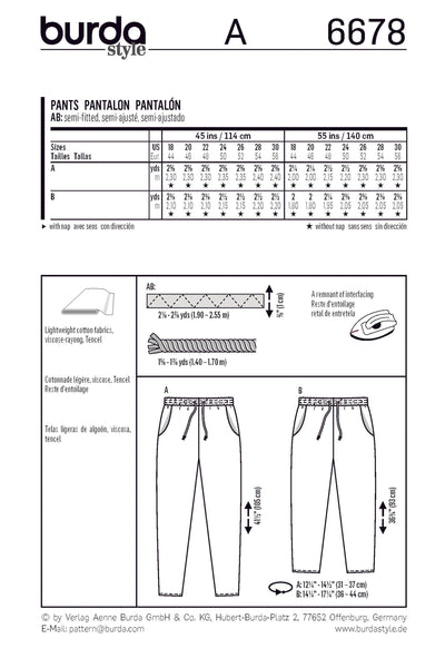 Burda - 6678 Ladies Pants