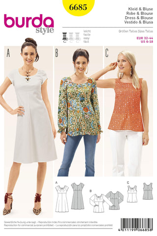 Burda - 6685 Ladies Dress & Blouse