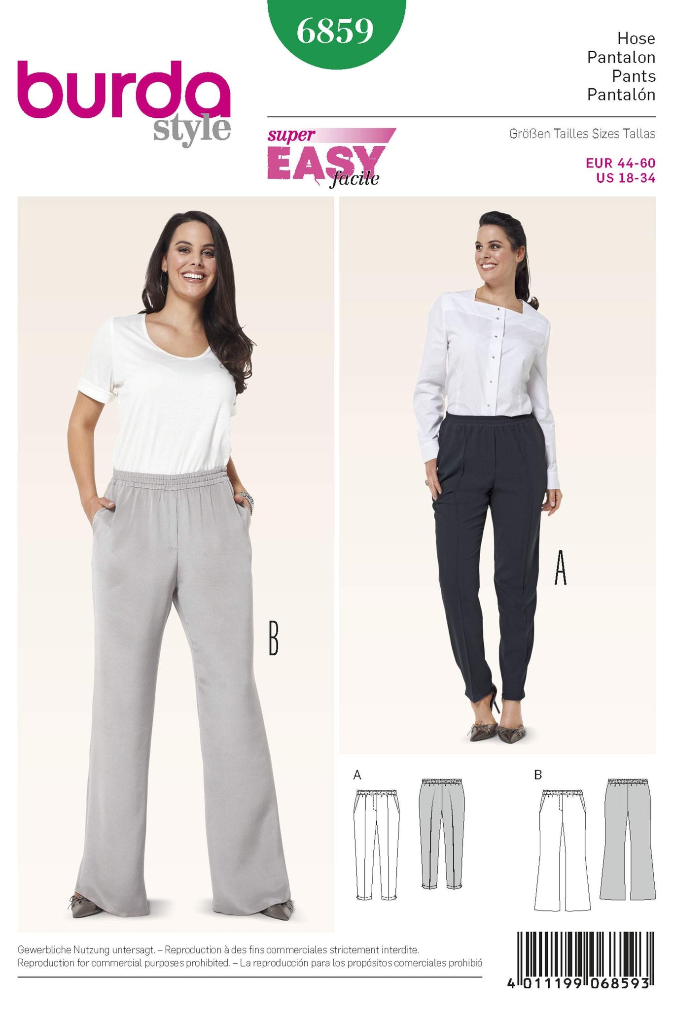 Burda - 6859 Ladies Pants Plus