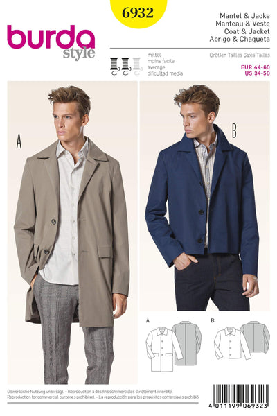 Burda - 6932 Mens Jacket/Coat