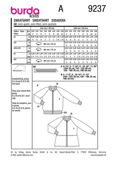 Burda - 9237 Children's Blouson Top