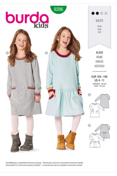 Burda - 9286 Children's Dresses – Shirtdress With Band Finishing