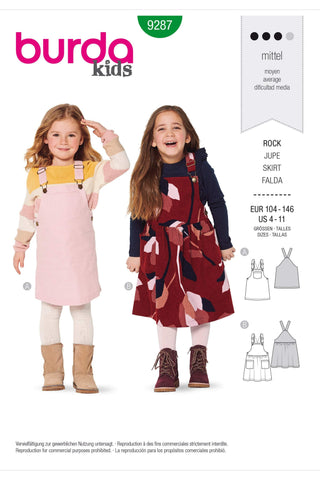 Burda - 9287 Children's Bibbed Skirts – Pinafore