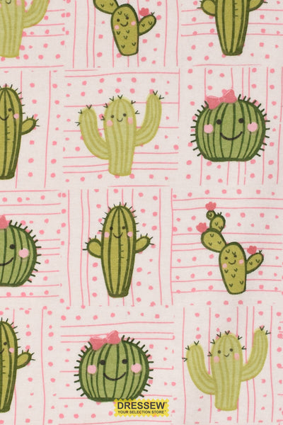 Cacti Flannelette White / Green