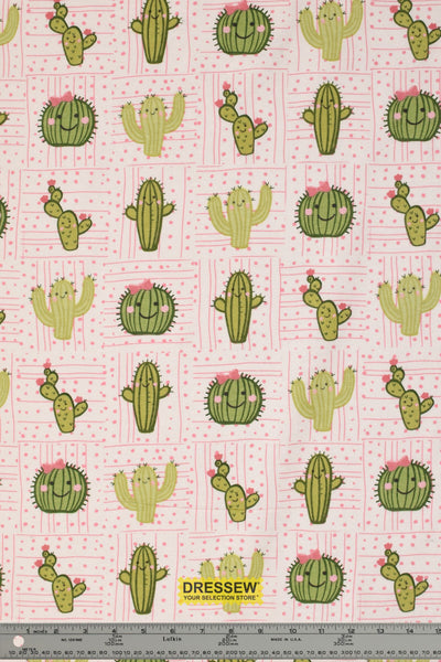 Cacti Flannelette White / Green