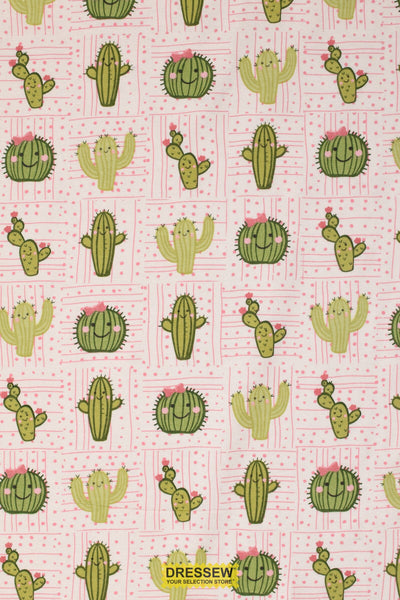 Cacti Flannelette White / Green