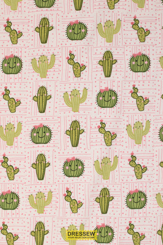 Cacti Flannelette White / Green