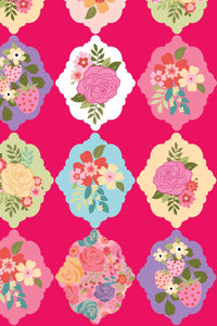 Calico Cowgirls Wallpaper Roses By Lori Woods For Poppie Cotton Dark Pink / Multi