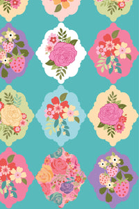 Calico Cowgirls Wallpaper Roses By Lori Woods For Poppie Cotton Teal / Multi