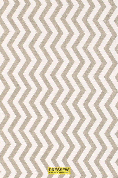 Chevron Brushed Cotton White / Stone