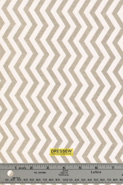 Chevron Brushed Cotton White / Stone