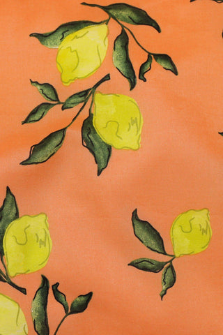 Cotton Voile Lemon Print Peach / Yellow