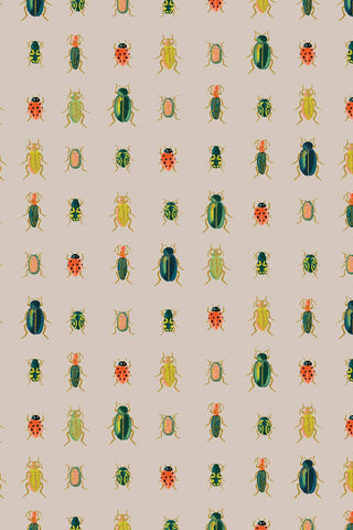 Curio Beetles & Bugs By Rifle Paper Co. For Cotton + Steel Khaki Metallic