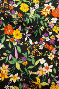 Dali Flower Garden Poplin Black / Multi