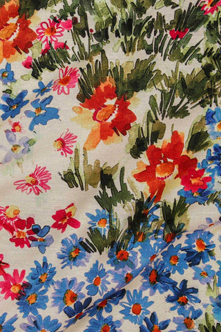 Digital Flower Garden Linen Blend Multi