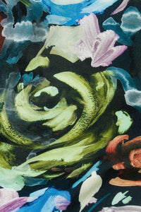 Digital Painted Roses Crepe Black / Multi