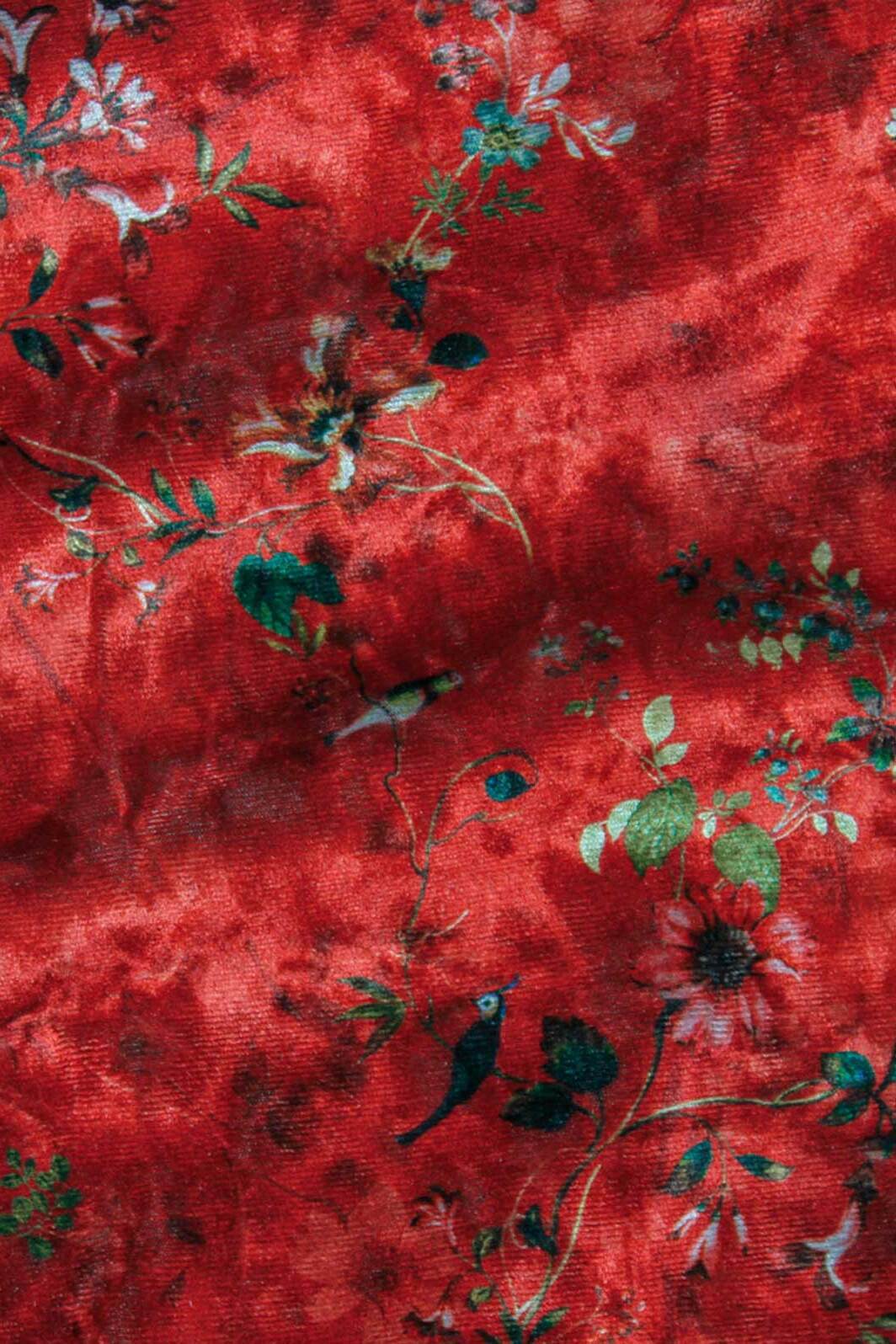 Digital Paradise Stretch Velvet Red / Multi