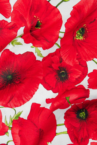 Digital Poppy Sateen Off White / Red