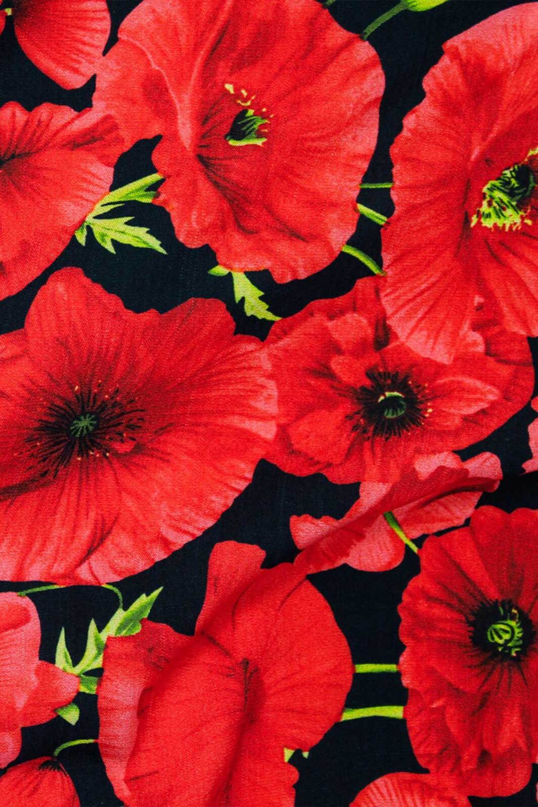 Digital Poppy Slub Midnight / Red