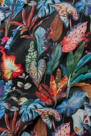 Digital Tropical Leaves Chiffon Black Multi